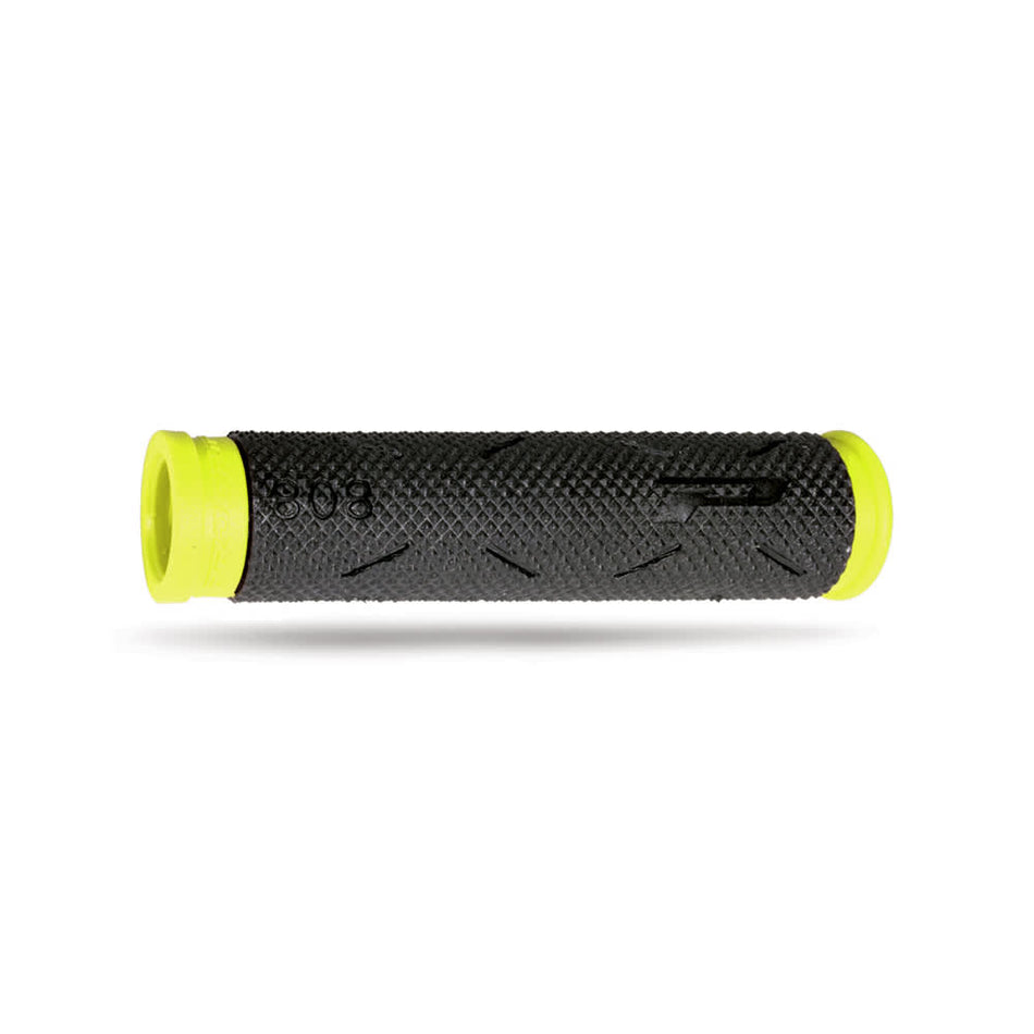 Poignée VTT SOFT TOUCH 125mm en Caoutchouc Noir/Jaune Fluo