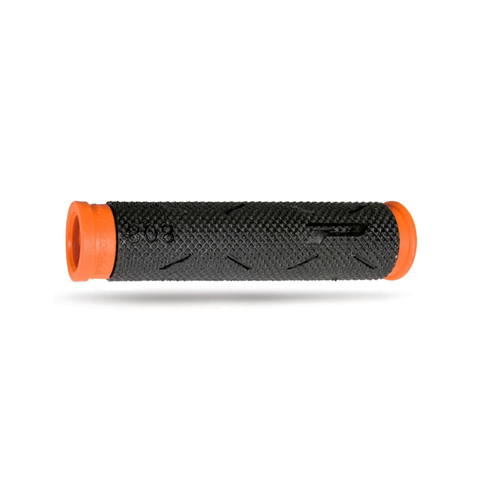 Poignée VTT SOFT TOUCH 125mm en Caoutchouc Noir/Orange Fluo