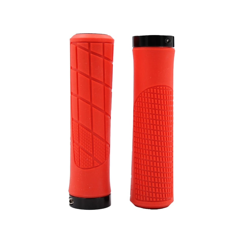 Poignée Ergonomique VTT LOCKRING 135x22mm avec Blocage Rouge
