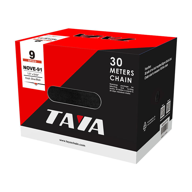 9-Speed Black/Silver Chain 30m Roll (30 Sets of Master Links included)