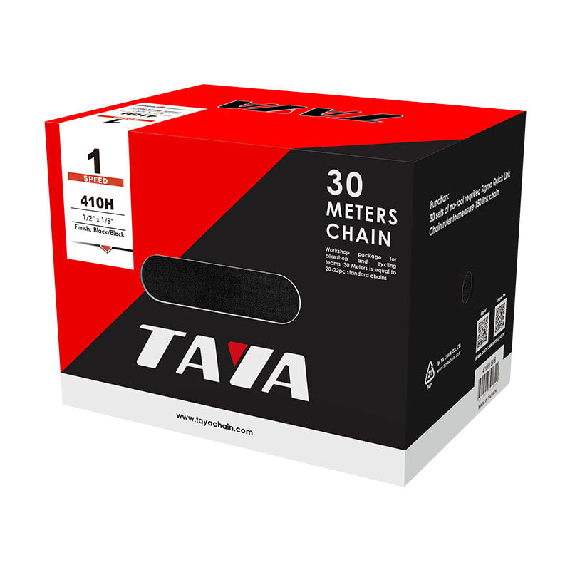 1-Speed 1/2x1/8" Black Chain 30m Roll (30 Sets of Master Links included)
