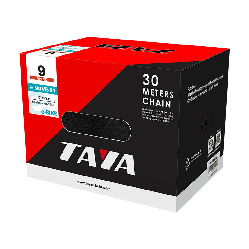9V E-Bike Silver Rustproof Chain Roll 30m (30 Sets of Master Links)