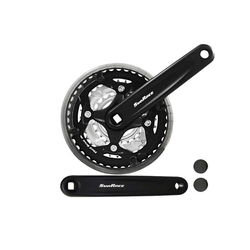 Pédalier CITY 3x7/8V 24/34/42 Dents x 170mm Noir + Protège-chaîne