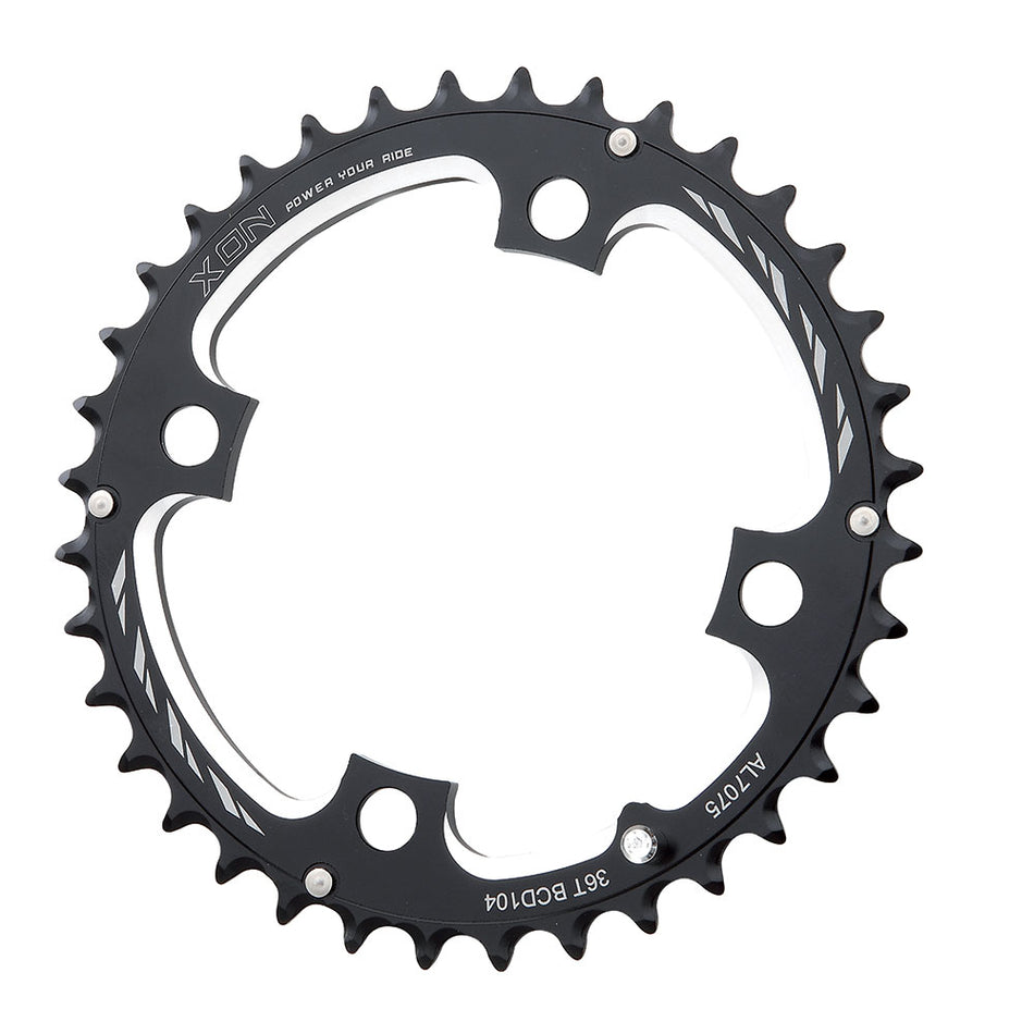 Outer Chainring 38 Teeth - BCD 104mm Black