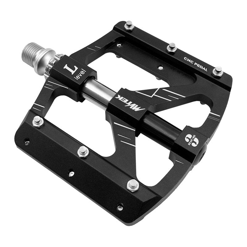 FLAT Pedals in Black Aluminum - CR-Mo Axle on Bearings 112x105x19mm