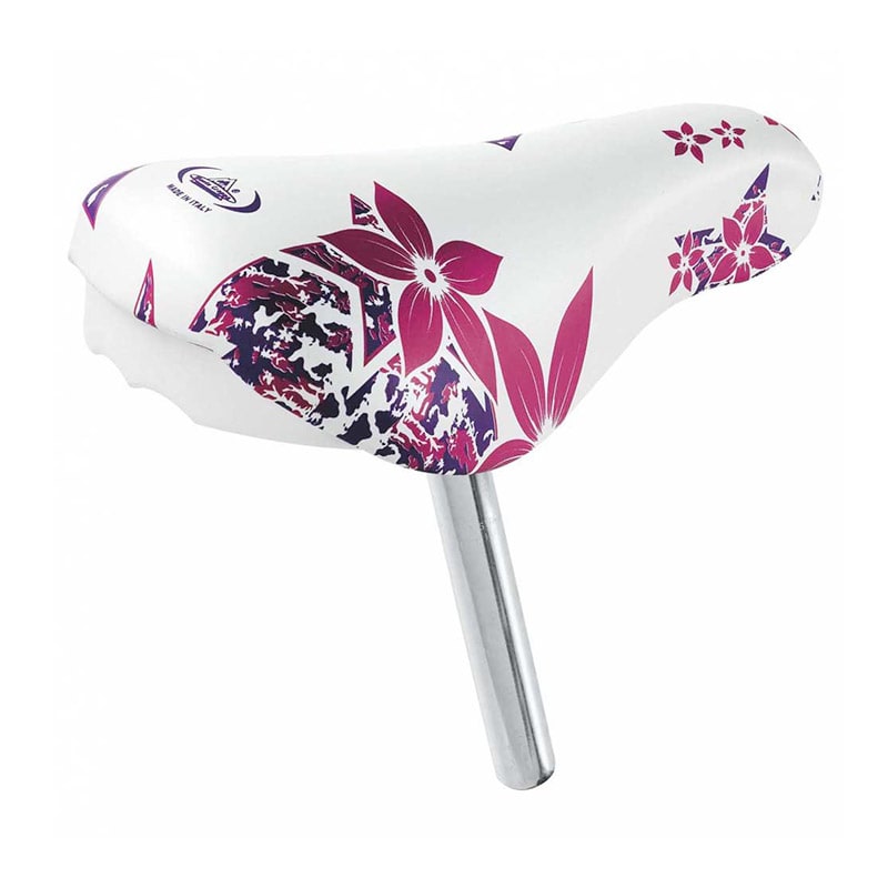 Junior FLOWER Saddle 12/14" in Silver/Pink Polyurethane
