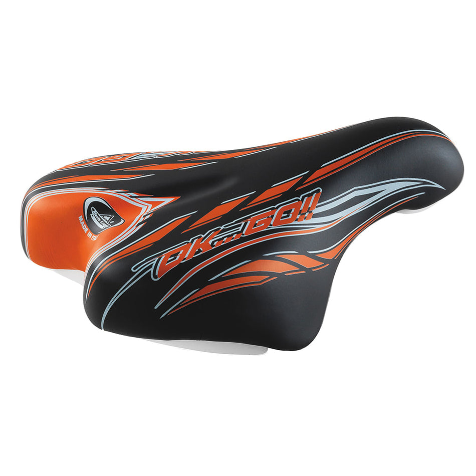Junior OK GO Saddle 14/16" 210x140mm in Black/Orange Polyurethane