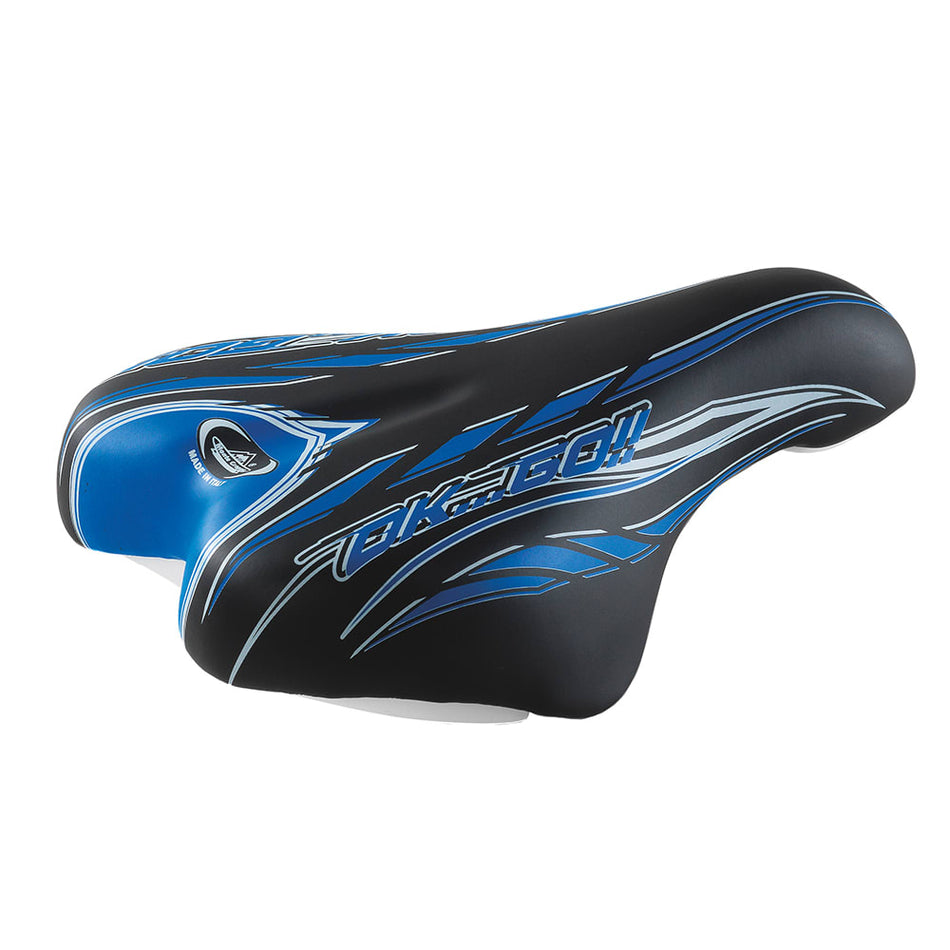 Junior OK GO Saddle 14/16" 210x140mm in Black/Blue Polyurethane