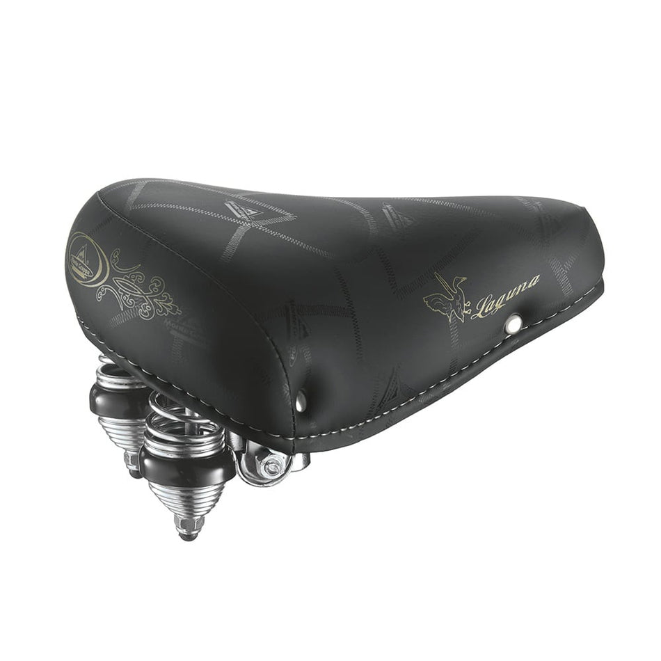 LAGUNA Saddle 270x225mm Black with Double LAGUNA Spring - Eco-leather Cover