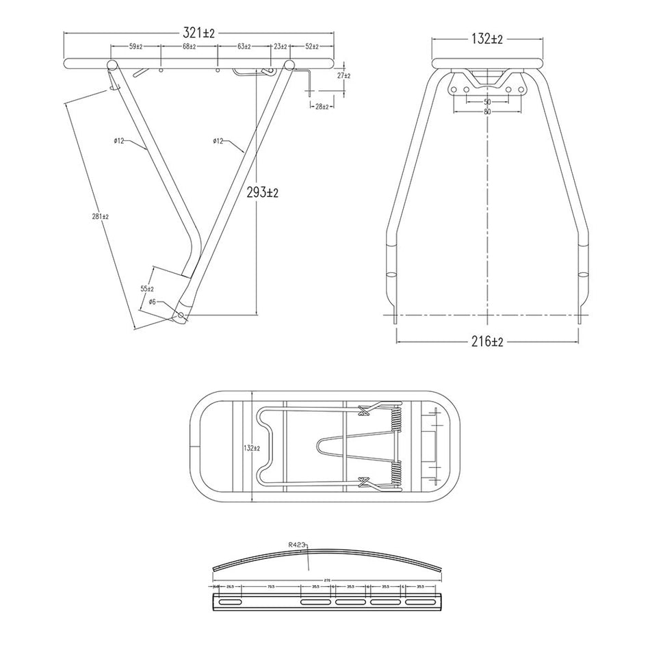 Rear Rack 20" Slotted/Mudguard Mount Matte Black