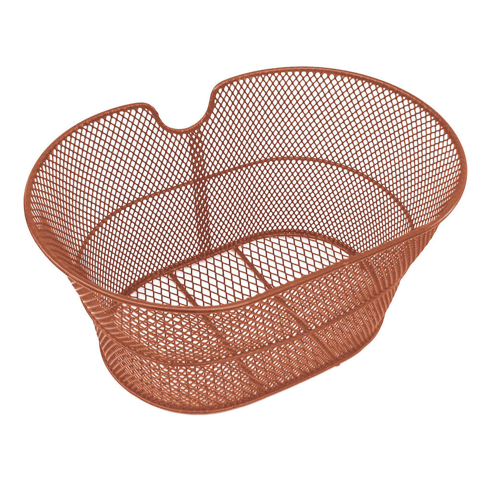 Oval Front Basket 30x18x39cm in Steel without Hooks Brown