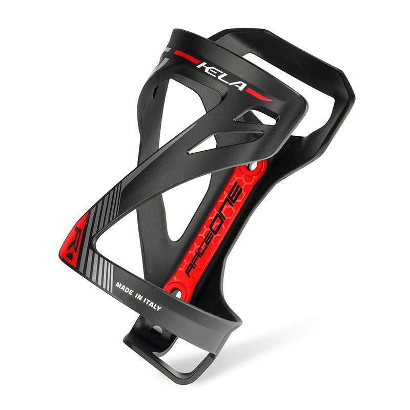 KELA Bottle Cage in Black/Red Polycarbonate - Side Entry