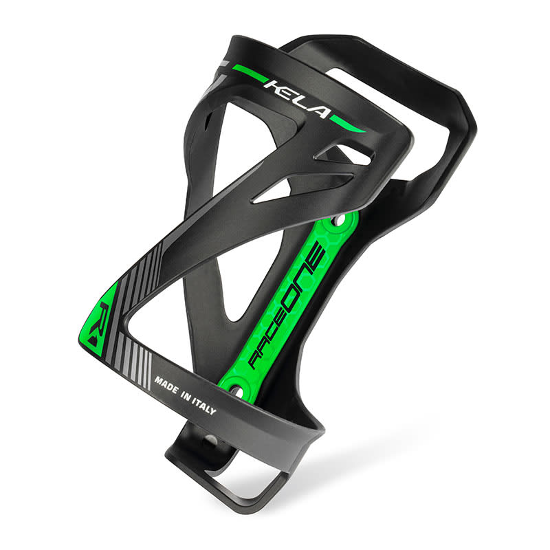 KELA Bottle Cage in Black/Green Polycarbonate - Side Entry