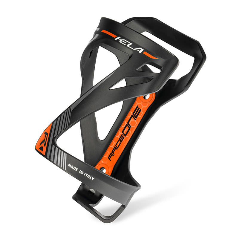 KELA Bottle Cage in Black/Orange Polycarbonate - Side Entry