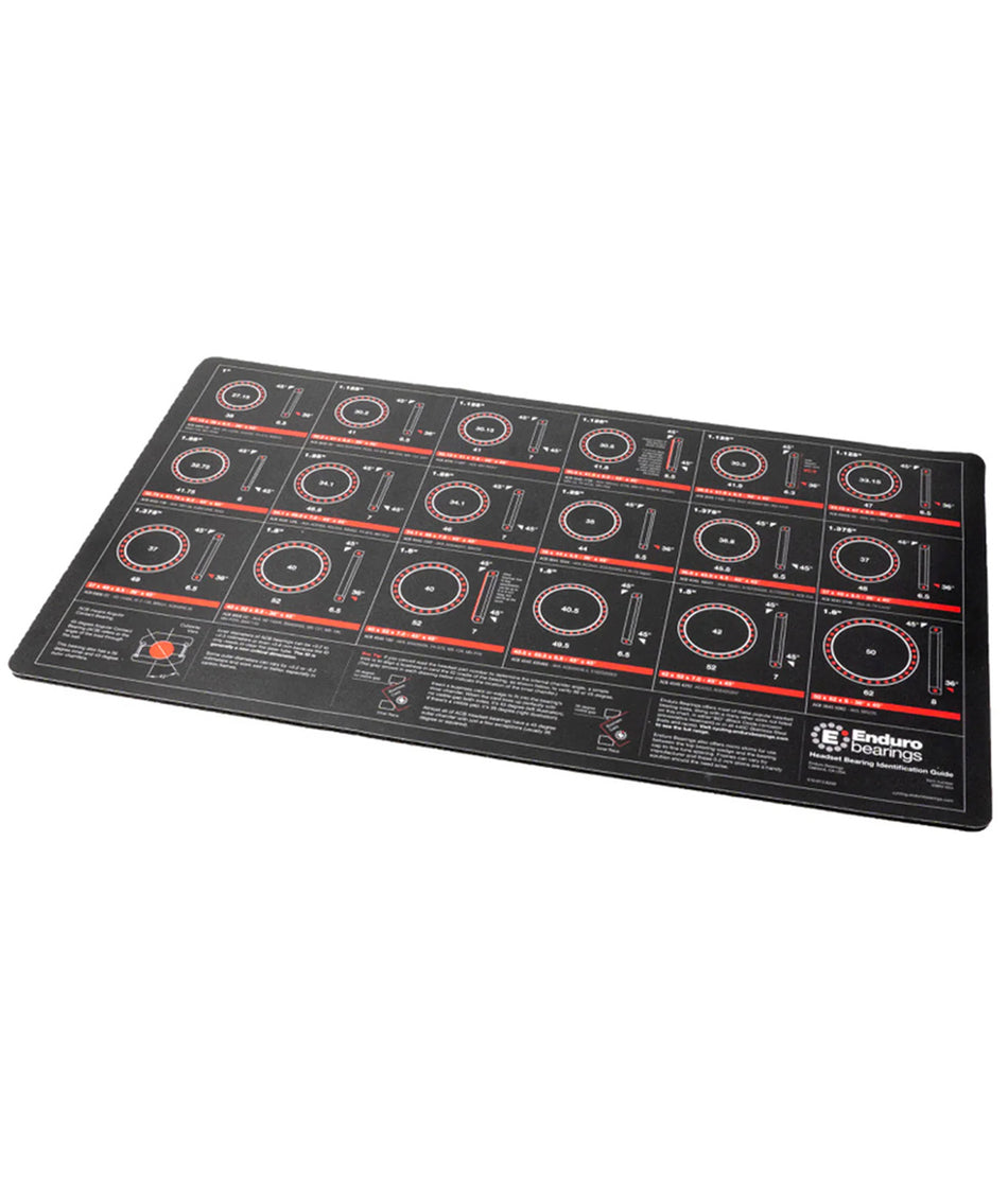 Workbench mat for identifying internal diameter of headset bearings