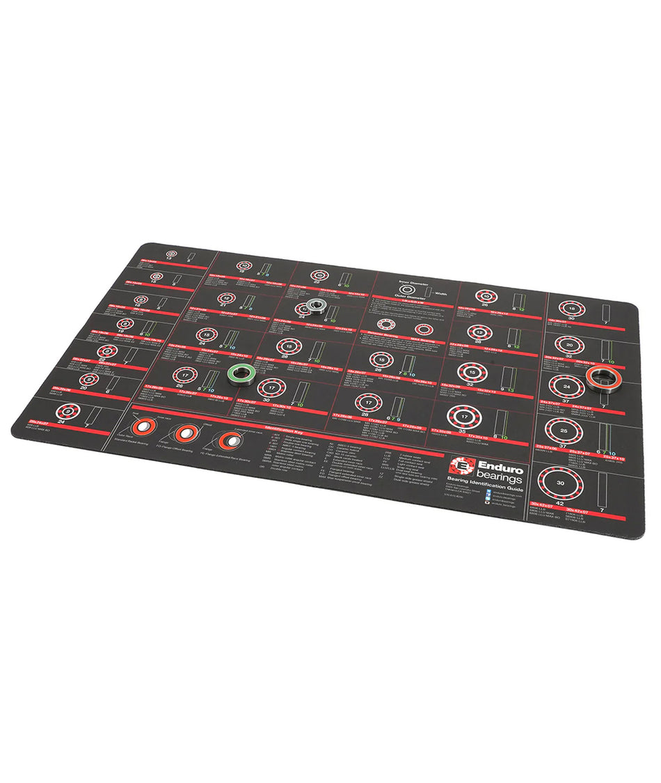Workbench mat for identifying internal diameter of bearings