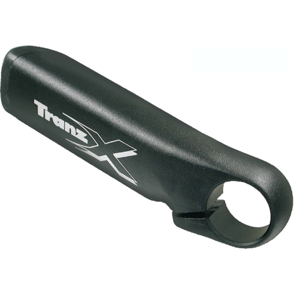 Tranz X - Paire d'extensions de guidon "COURTES", monobloc aluminium 6061, bouchon supérieur ergonomique, couleur noire