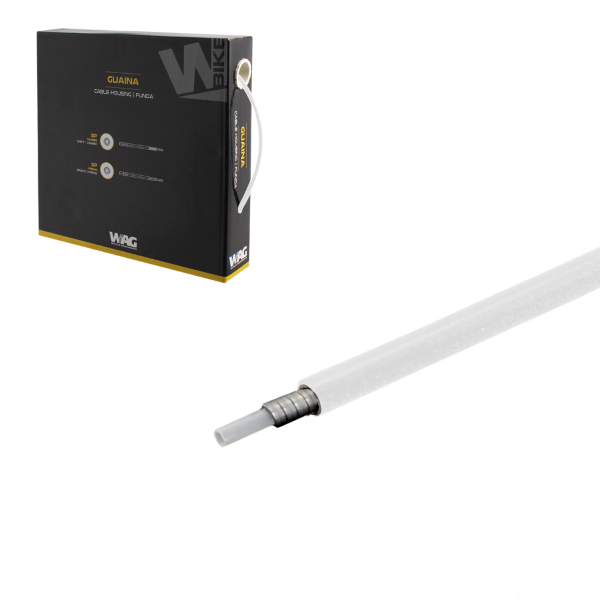 Wag - GAINE DE FREIN À CÂBLE PLAT AVEC INSERT EN TÉFLON - 30 M, D. 5 MM, BLANC