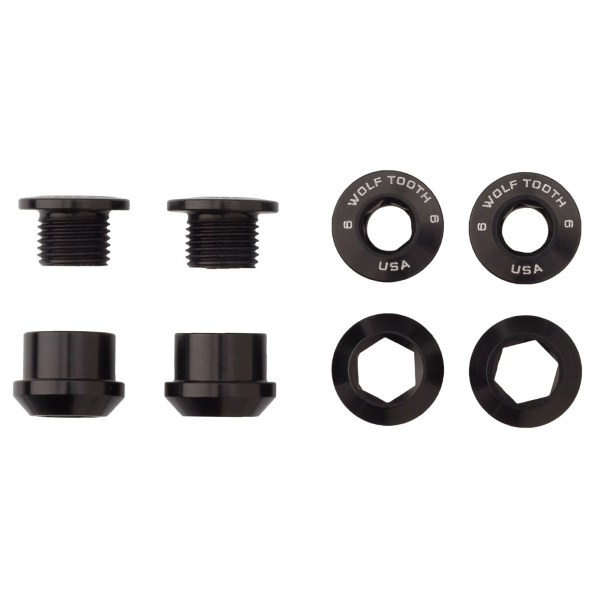 Wolftooth - 4-piece 6mm M8x0.75 chainring screw and nut kit
