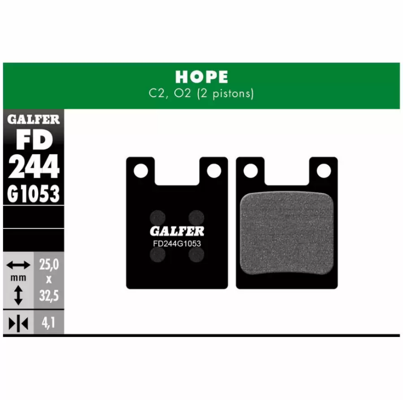 Galfer FD244G1053 Brake Pads for Hop C2, O2-2 Pistons