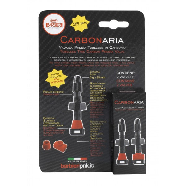 Par de válvulas Presta Tubeless de carbono - 35 mm